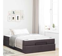 Cadre de Lit Moderne avec Matelas en Mousse, Tissu Tan, Rangement Tiroirs Intégrés, Dimensions 193x120 cm, Lit Double Confortable