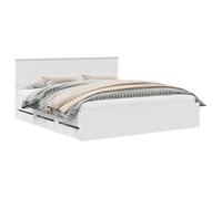 Cadre de lit moderne avec tiroir - vidaXL - Blanc - Bois ingénierie - 180x200 cm - Tiroir de rangement