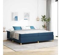 Cadre de Lit Moderne Bleu 200x200 cm avec Matelas Confortable, Tissu Doux, Rangement Intégré, Design Robuste en Bois d'Ingénierie, pour Chambre Adulte