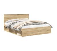 Cadre de lit moderne - vidaXL - 160x200 cm - Sonoma - Pin massif - Bois d'ingénierie - Base à lattes - Durable