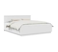 Cadre de lit moderne - vidaXL - 180x200 cm - Blanc - Bois d'ingénierie - Ports USB - Headboard mural