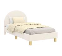 Cadre de lit moderne - vidaXL - 80x160 cm - Crème - Tissu en laine de mouton - Bois d'ingénierie - Cadre à lattes