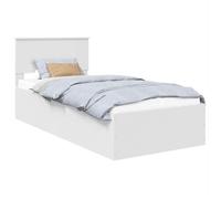 Cadre de lit moderne - vidaXL - 90x190 cm - Blanc - Bois d'ingénierie - Base à lattes - Design minimaliste - Durable