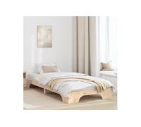 Cadre de Lit Naturel Bois de pin massif 75 x 190 cm Simple 872887