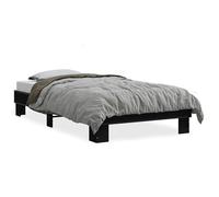 Cadre de lit noir 100 x 200 cm en bois dérivé du bois et métal - Design moderne pour chambre à coucher - Structure solide - Montage facile