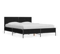 Cadre de lit noir 120 x 190 cm en bois dérivé du bois et métal - Lit moderne et stable pour les petits espaces - Montage facile et peu encombrant - Idéal pour les célibataires ou les chambres d'hôtes