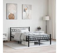Cadre de Lit Noir Acier 120x200 cm Sommier à Lattes Adulte Double vidaXL