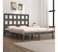 Cadre de Lit Noir Bois de Pin Massif 140x190 cm Adulte Double Sommier vidaXL