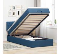 Cadre de lit ottoman avec matelas bleu 90x190 cm tissu cadre de lit vidaXL