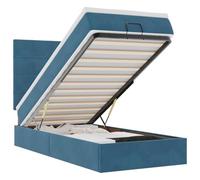 vidaXL Cadre de lit Ottoman avec Matelas Bleu foncé 90x200 cm Velours, Cadre de lit, Cadre de lit rembourré, Cadre de lit Ottoman Simple