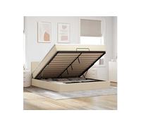 Cadre de lit ottoman avec matelas crème 180x200 cm tissu 3311482