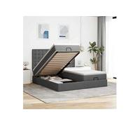 Cadre de lit ottoman avec matelas gris foncé 180x200cm tissu, cadre de lit, cadre de lit rembourré, cadre de lit 3313735