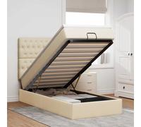 Cadre de lit ottoman avec matelas marron foncé 90x200 cm tissu vidaXL