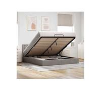 Cadre de lit ottoman avec matelas taupe 160x200 cm tissu 3311640