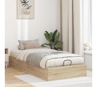 Cadre de Lit Ottoman Chêne Sonoma 193x75,5x25 cm, Mécanisme de Levage à Gaz, Rangement Spacieux, Lit Plateforme Moderne pour Chambre à Coucher