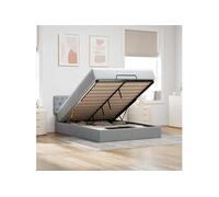 Cadre de lit ottoman et matelas gris clair 140x200 cm tissu 3311546