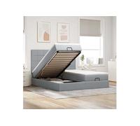 Cadre de lit ottoman et matelas gris clair 180x200cm tissu, cadre de lit, cadre de lit rembourré, cadre de lit 3313692