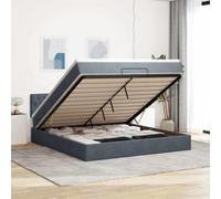 Cadre de lit Ottoman Gris foncé en Velours 180x200 cm avec Matelas à Ressorts ensachés, surmatelas Confortable, rangements sous lit, mécanisme de Levage hydraulique, idéal Chambre Moderne