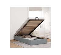 Cadre de lit ottoman sans matelas gris clair 80x200 cm tissu, cadre de lit, cadre de lit rembourré, cadre de lit 3310833