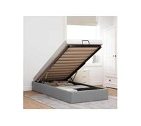 Vidaxl Cadre De Lit Ottoman Sans Matelas Gris Clair 90x200 Cm Tissu Gris