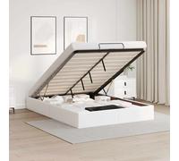 vidaXL Cadre de lit ottoman sans matelas blanc 200x200 cm similicuir, cadre de lit, cadre de lit rembourré, cadre de lit 3310820