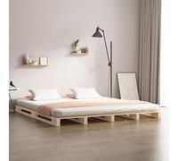 Cadre de Lit Palette, 120x190 cm en Pin Massif Naturel, Structure Renforcée avec Latte, Style Moderne et Rustique, pour Chambre Adulte et Enfant, Dimensions 190x120x11 cm