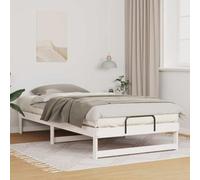 Cadre de Lit Plateforme Blanc en Pin Massif, 100 x 210 cm, Robuste et Durable, Design Moderne pour Chambre à Coucher, Base Solide, Facile à Assembler