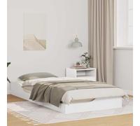 Cadre de lit Plateforme Blanc en pin Massif 90 x 200 cm, mobilier Chambre Durable, Design Moderne Minimaliste, lit Simple avec Table de Chevet pour Adultes