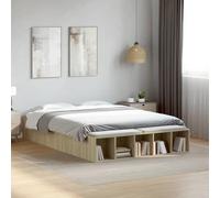 Cadre de lit Plateforme chêne Sonoma, Bois d'ingénierie, 120x190 cm, avec rangements intégrés, Support Matelas Robuste, pour Chambre Moderne