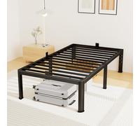 Cadre de lit plateforme de 35,6 cm pour lit jumeau XL avec espace de rangement sous le lit, cadre de lit en métal robuste, pas besoin de sommier tapissier, cadre de lit d'angle rond robuste, forte