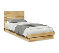 Cadre de Lit Plateforme en Chêne Massif avec Tête de Lit et Sommier à Lattes. Meuble de Soutien Discret pour Suite Parentale ou Chambre d'enfant. Disponible en Différentes (80 x 200 cm)