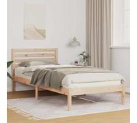 Cadre de lit Plateforme en pin Massif Marron, 90x220 cm, avec tête de lit, Design Moderne, Durable, pour Une Chambre contemporaine et Un Sommeil réparateur