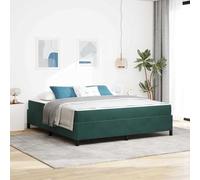 Cadre de lit Plateforme Moderne Vert foncé 180x200 cm, Tissu Durable avec Matelas Confort, Support Lattes Fixes pour 2 Personnes