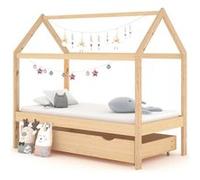 Cadre de Lit Enfant avec Tiroir Sommier Blanc Bois Pin Massif 80x160 cm vidaXL