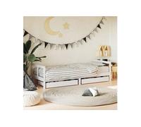 vidaXL Cadre de Lit pour Enfants avec Tiroirs, Lit Simple avec Tête de Lit et Pied de Lit, Meuble de Chambre, Scandinave, Blanc 80x200 cm Bois de Pin Massif