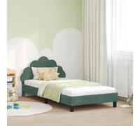 Cadre de lit pour Enfants en Velours Vert Mer 80 x 200 cm avec tête de lit et Poches de Rangement pour Chambre Moderne sans sommier, Bois d'ingénierie Durable, Design épuré