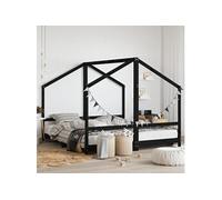 Cadre de lit pour enfants noir 2x(90x190) cm bois de pin massif3200600
