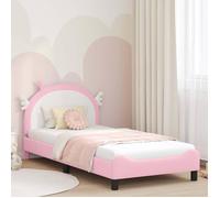 Vidaxl Cadre De Lit Pour Enfants Avec Tête De Lit Rose 90 X 200 Cm Pu