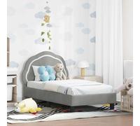 Cadre de Lit pour Tout-Petit en Velours Gris Clair, 148x83x79 cm, avec Tête de Lit et Rangement Intégré, Design Moderne et Durable, Idéal pour Chambre d'enfant