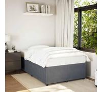 Cadre de lit queen, lit plate-forme en velours gris foncé avec support en bois, 120 x 190 cm, pas de boîte à ressort nécessaire, jambes en bois de pin robuste, assemblage facile pour le confort de la