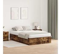 Cadre de Lit Rangement Chêne Fumé 120x200 cm, Bois Massif, Design Moderne Durable, Support Robuste pour Chambre à Coucher Adulte, Petit Double