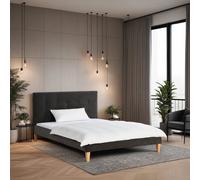 Cadre de Lit rembourré double 140x200 Velours Gris Sommier à lattes Homestyle4u