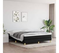 vidaXL Cadre de Lit, Lit Rembourré avec Sommier à Lattes, Lit Double, Lit Adulte de Chambre à Coucher, Moderne, Noir 140x190 cm Tissu Noir
