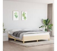 Cadre de Lit Rembourré Double Adulte Chambre Crème 160x200 cm Tissu vidaXL