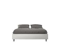 Cadre de lit rembourrée coffre 160x190 similicuir blanc Azelia -