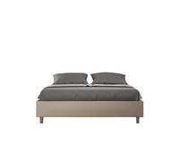 Cadre de lit rembourrée coffre 160x210 similicuir taupe Azelia -