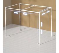 Cadre de lit rétractable en métal avec moustiquaire - Supports de rideau de lit réglables pour 4 coins, parfait pour dortoir et usage domestique, comprend des poteaux et un support de pied presseur