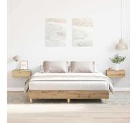Cadre de Lit Robuste Chêne Artisanal, Sommier à Lattes Inclus, 140x200 cm, Support Optimal Matelas, Bois d'Ingénierie et Eucalyptus Massif, Design Moderne