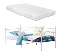 Cadre de Lit Robuste Métallique Kerava avec Lattes en Métal et Matelas à Mousse à Froid Construction Solide Capacité de Charge Jusqu'à 200 kg Acier