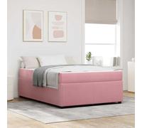 Cadre de Lit Rose Tissu, Lit Plateforme avec Matelas à Ressorts Ensachés, Bois d'Ingénierie Durable, 160 x 200 cm, Meuble de Chambre Moderne pour Deux Personnes, Assemblage Facile